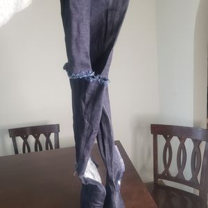 Thigh high heeled boots size 10 blue